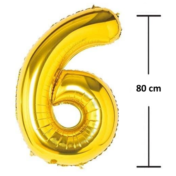 Balon aniversare folie Ropet, Auriu, cifra 6, 80 cm - imagine 2