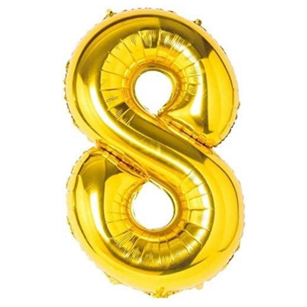 Balon aniversare folie Ropet, Auriu, cifra 8, 100 cm