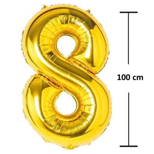 Balon aniversare folie Ropet, Auriu, cifra 8, 100 cm - imagine 2