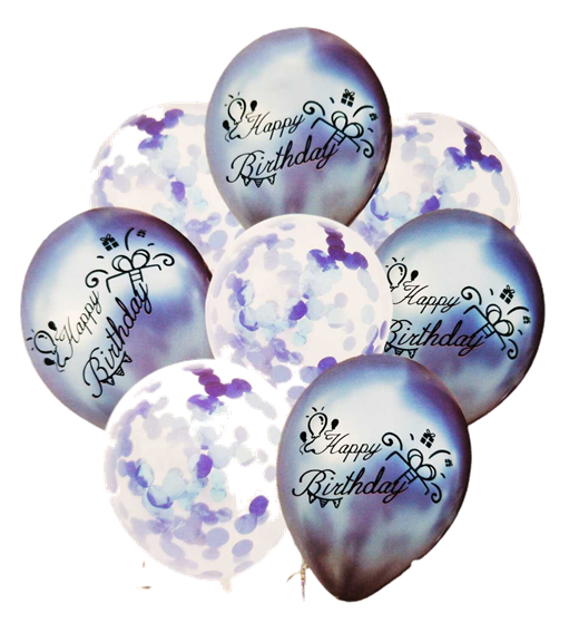 Set 8 baloane cu confetti, culoare Albastru, 30 cm si Rola rafie color, 10 m, Ropet