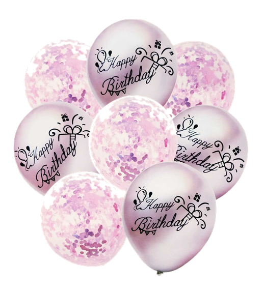 Set 8 baloane cu confetti, culoare Lila, 30 cm si Rola rafie color, 10 m, Ropet