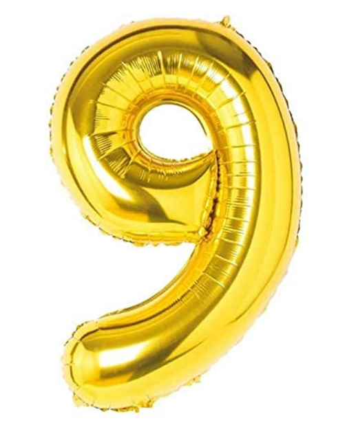 Balon aniversare folie Ropet, Auriu, cifra 9, 80 cm