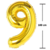 Balon aniversare folie Ropet, Auriu, cifra 9, 100 cm - imagine 2