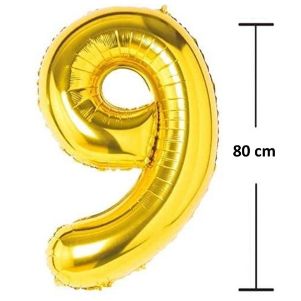 Balon aniversare folie Ropet, Auriu, cifra 9, 80 cm - imagine 2