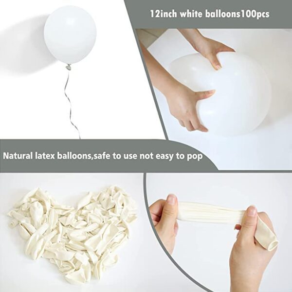 Set 100 baloane latex, Alb, 30cm, Ropet - imagine 3