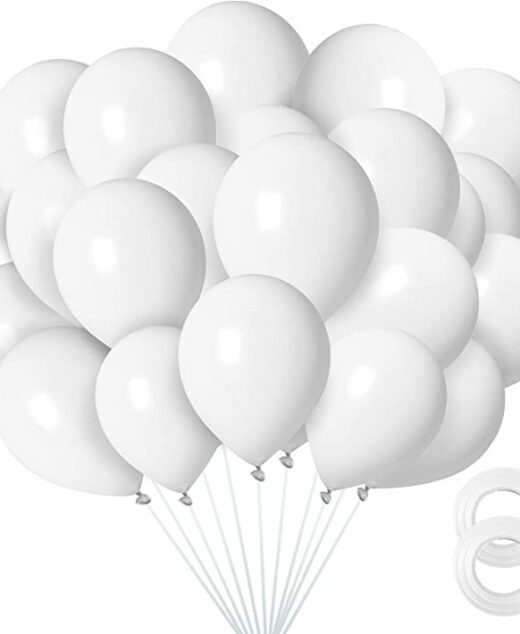 Set 100 baloane latex, Alb, 30cm, Ropet