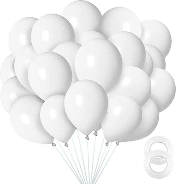 Set 100 baloane latex, Alb, 30cm, Ropet