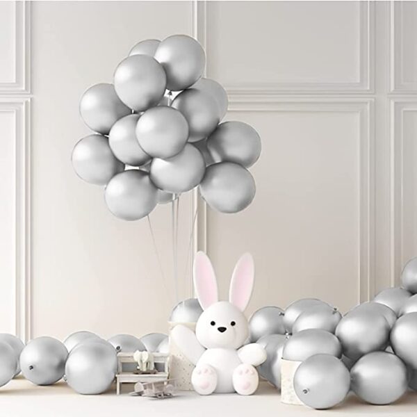 Set 100 baloane latex, Argintiu, 30cm, Ropet - imagine 4