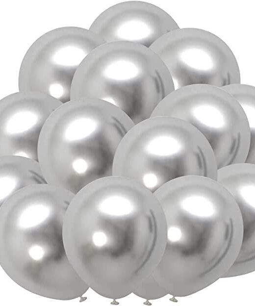 Set 100 baloane latex, Argintiu, 30cm, Ropet