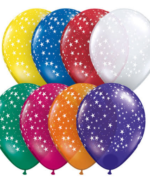 Set 100 baloane latex, Cu stelute, 30cm, Ropet