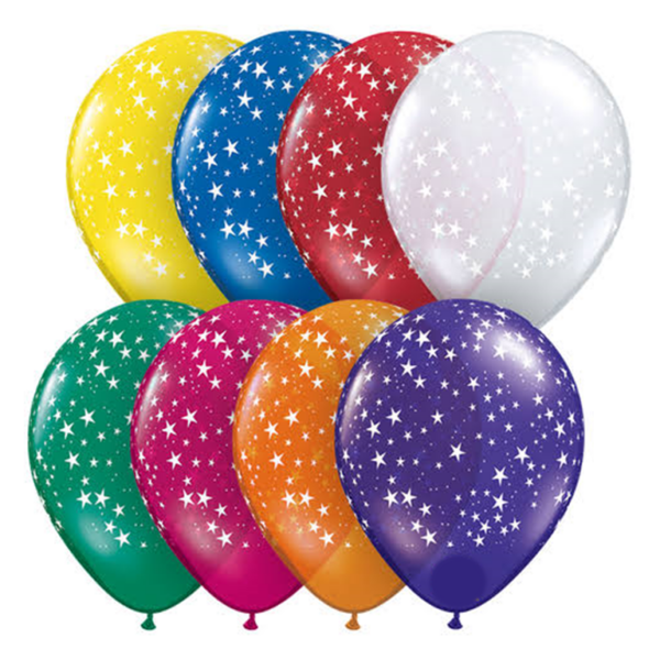 Set 100 baloane latex, Cu stelute, 30cm, Ropet