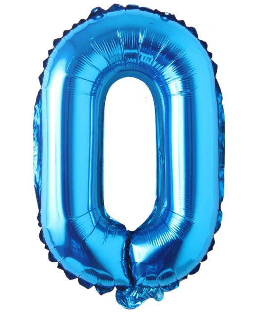 Balon din folie metalizata, Cifra 0, aniversare, 80 cm, Albastru