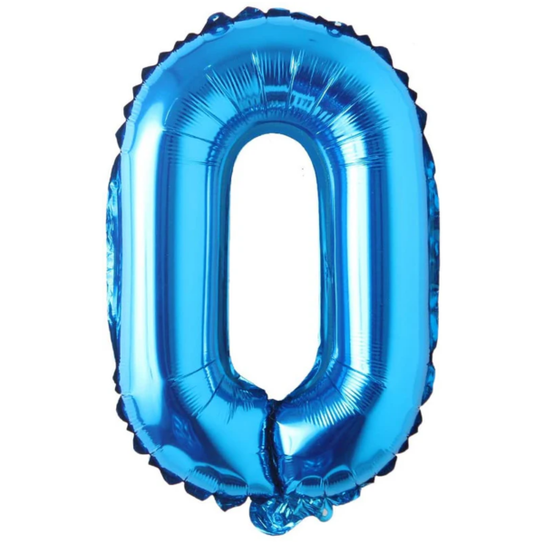 Balon din folie metalizata, Cifra 0, aniversare, 80 cm, Albastru