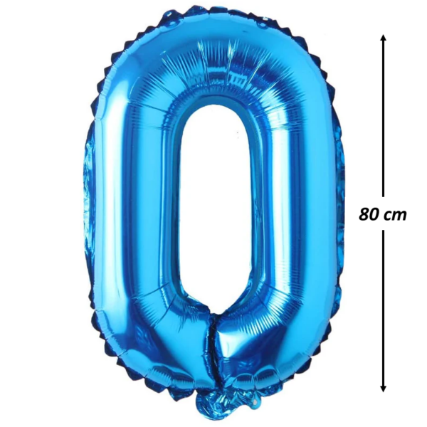 Balon din folie metalizata, Cifra 0, aniversare, 80 cm, Albastru - imagine 2