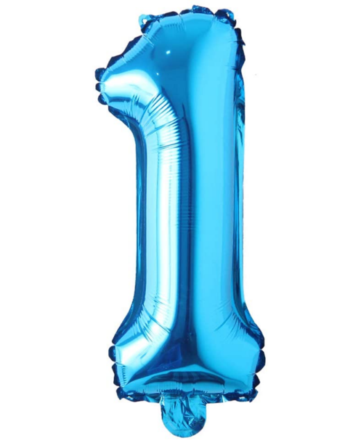 Balon din folie metalizata, Cifra 1, aniversare, 80 cm, Albastru