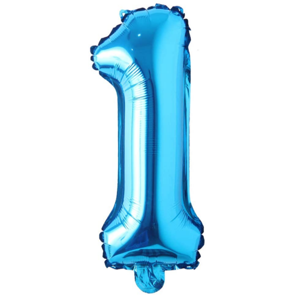 Balon din folie metalizata, Cifra 1, aniversare, 80 cm, Albastru