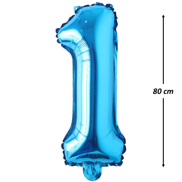 Balon din folie metalizata, Cifra 1, aniversare, 80 cm, Albastru - imagine 2