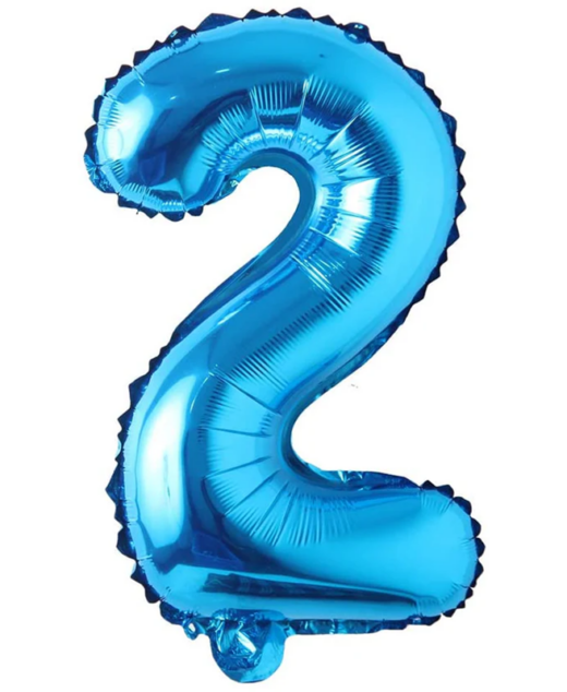 Balon din folie metalizata, Cifra 2, aniversare, 80 cm, Albastru