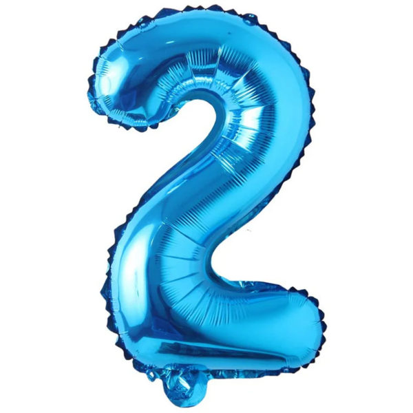 Balon din folie metalizata, Cifra 2, aniversare, 80 cm, Albastru
