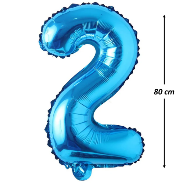 Balon din folie metalizata, Cifra 2, aniversare, 80 cm, Albastru - imagine 2