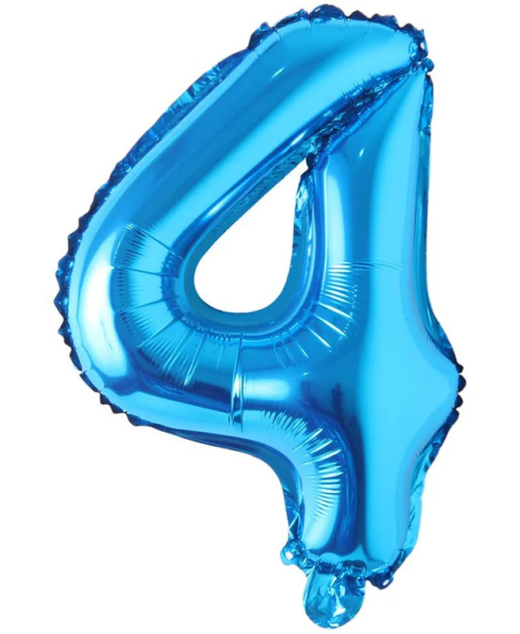 Balon din folie metalizata, Cifra 4, aniversare, 80 cm, Albastru