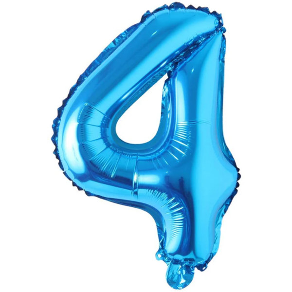 Balon din folie metalizata, Cifra 4, aniversare, 80 cm, Albastru
