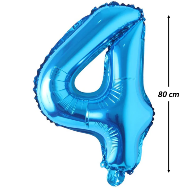 Balon din folie metalizata, Cifra 4, aniversare, 80 cm, Albastru - imagine 2