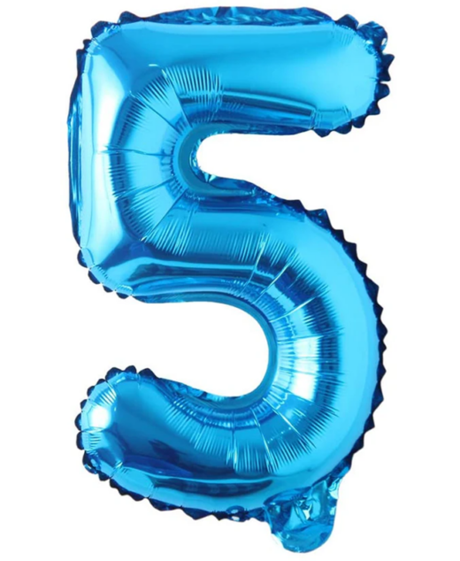 Balon din folie metalizata, Cifra 5, aniversare, 80 cm, Albastru