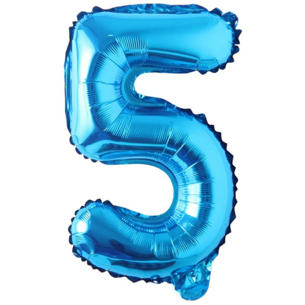 Balon din folie metalizata, Cifra 5, aniversare, 80 cm, Albastru