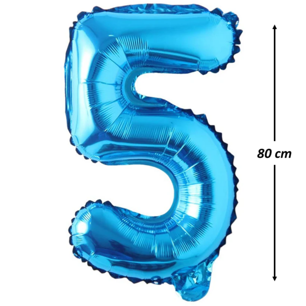 Balon din folie metalizata, Cifra 5, aniversare, 80 cm, Albastru - imagine 2