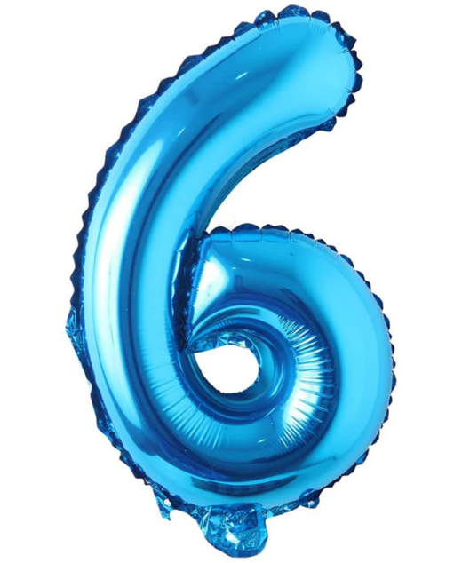 Balon din folie metalizata, Cifra 6, aniversare, 80 cm, Albastru