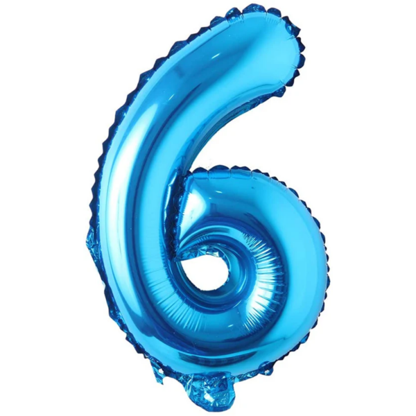 Balon din folie metalizata, Cifra 6, aniversare, 80 cm, Albastru