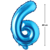 Balon din folie metalizata, Cifra 6, aniversare, 80 cm, Albastru - imagine 2