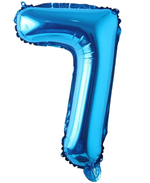 Balon din folie metalizata, Cifra 7, aniversare, 80 cm, Albastru