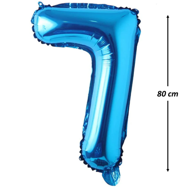 Balon din folie metalizata, Cifra 7, aniversare, 80 cm, Albastru - imagine 2