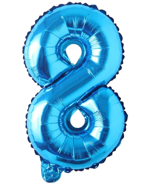 Balon din folie metalizata, Cifra 8, aniversare, 80 cm, Albastru