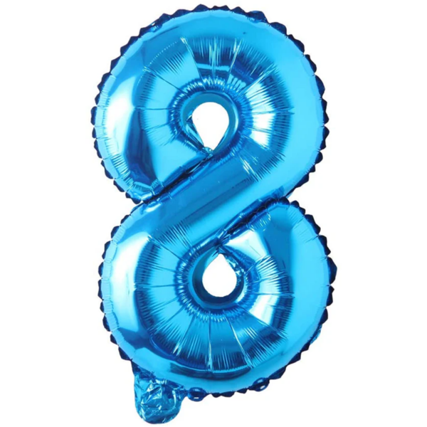 Balon din folie metalizata, Cifra 8, aniversare, 80 cm, Albastru