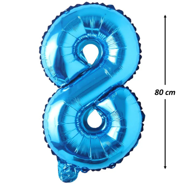Balon din folie metalizata, Cifra 8, aniversare, 80 cm, Albastru - imagine 2