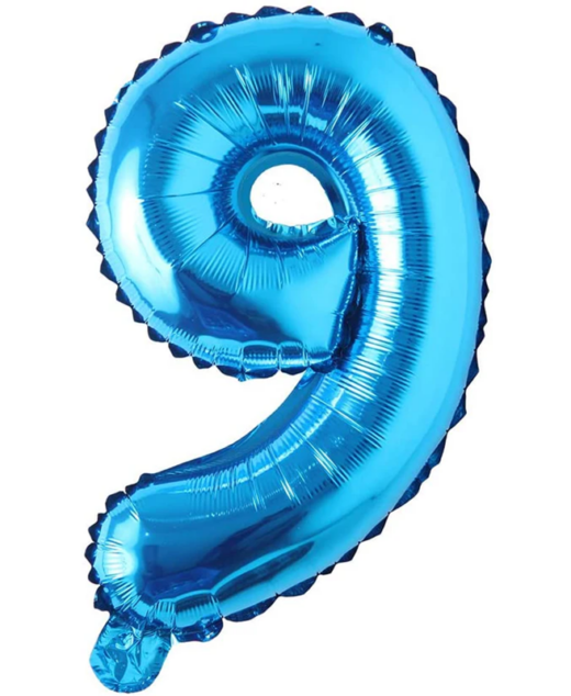 Balon din folie metalizata, Cifra 9, aniversare, 80 cm, Albastru