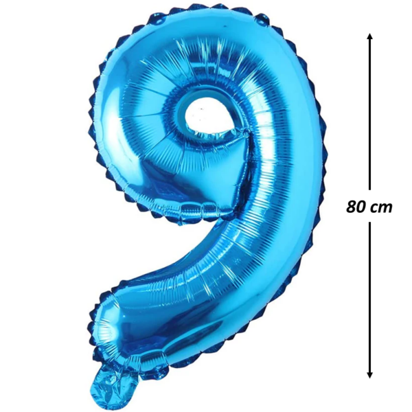 Balon din folie metalizata, Cifra 9, aniversare, 80 cm, Albastru - imagine 2
