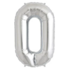 Balon din folie metalizata, Cifra 0, aniversare, 80 cm, Argintiu
