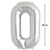Balon din folie metalizata, Cifra 0, aniversare, 80 cm, Argintiu - imagine 2