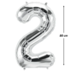 Balon din folie metalizata, Cifra 2, aniversare, 80 cm, Argintiu - imagine 2
