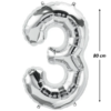 Balon din folie metalizata, Cifra 3, aniversare, 80 cm, Argintiu - imagine 2