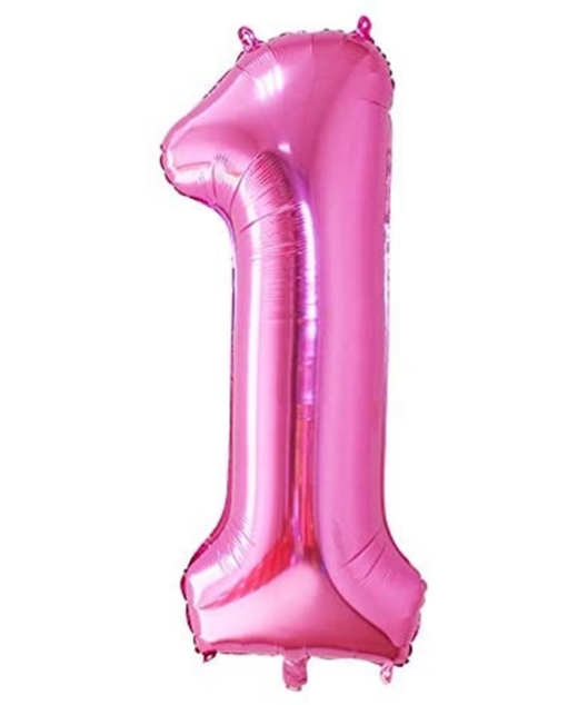 Balon din folie metalizata, Cifra 1, aniversare, 80 cm, Roz