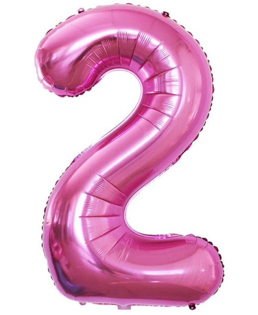 Balon din folie metalizata, Cifra 2, aniversare, 80 cm, Roz
