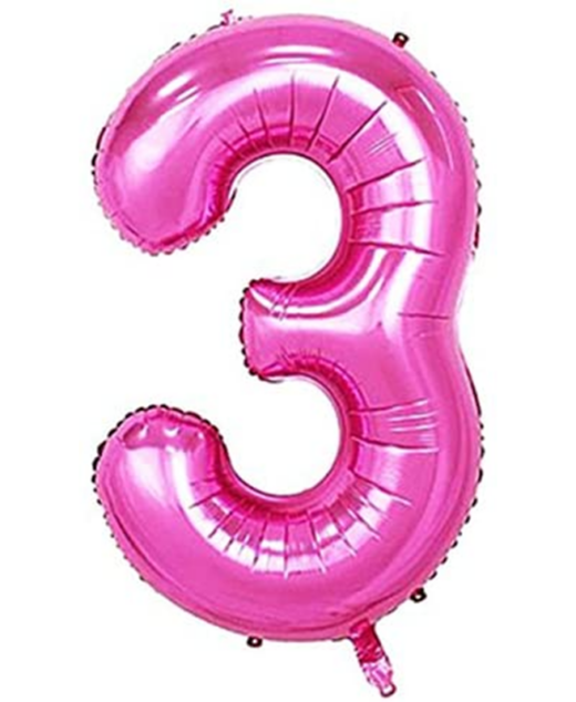 Balon din folie metalizata, Cifra 3, aniversare, 80 cm, Roz