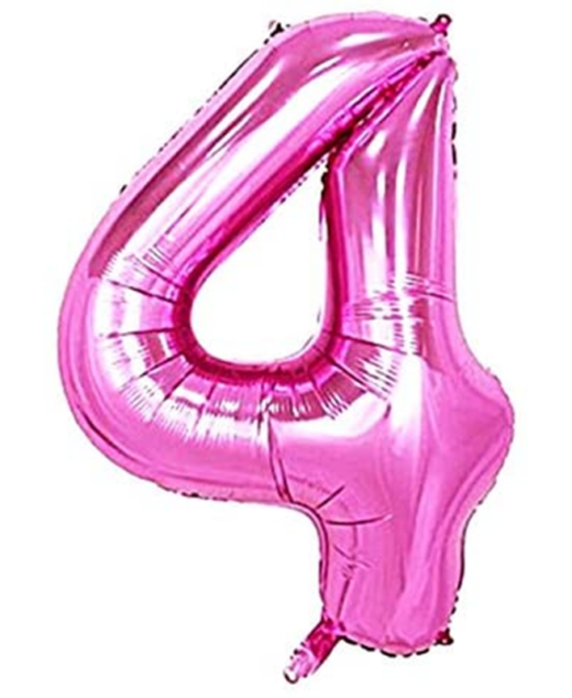 Balon din folie metalizata, Cifra 4, aniversare, 80 cm, Roz