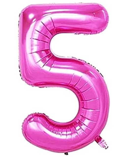 Balon din folie metalizata, Cifra 5, aniversare, 80 cm, Roz