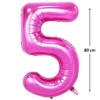 Balon din folie metalizata, Cifra 5, aniversare, 80 cm, Roz - imagine 2